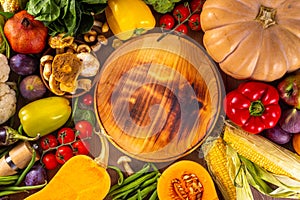 Autumn vegetable cooking dinner background