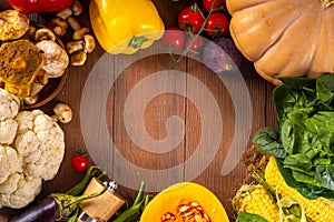 Autumn vegetable cooking dinner background