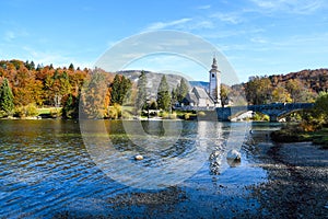 Autumn veiw of Bohinj, Slovenia photo