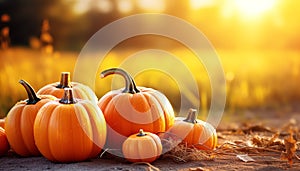 Autumn vibrant gourd harvest decorates nature spooky Halloween scene generated by AI
