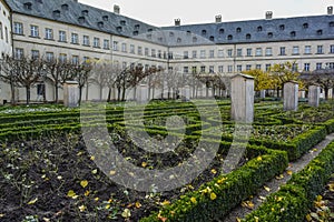 Autumn view of Baroque Rosengarten Rose Garden of New Residence in Bamberg, Bavaria, Franconia, Germany. November 2014