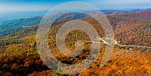 Autumn view of the Blue Ridge Mountains from Mary's Rock, along