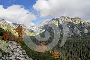 Autumn view of the High Tatras. Popradske Pleso area. Slovakia