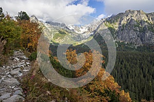 Autumn view of the High Tatras. Popradske Pleso area. Slovakia