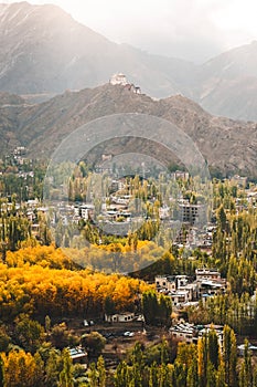 Autumn View of landscape in Leh Ladakh District ,Norther part of India photo