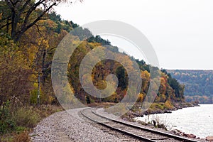 Autumn view looking down the train tracks