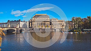 Autumn view of the National Museum from a Strelecky island across the Vltava River II photo