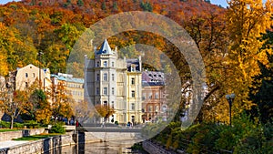 Autumn view of old town of Karlovy Vary (Carlsbad), Czech Republic, Europe