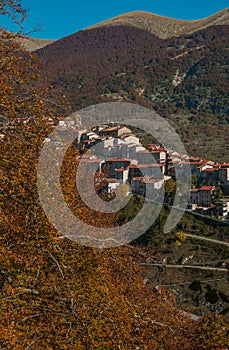 Autumn view of Opi, the small townlocated inside Abruzzo national park photo