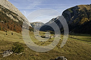 Autumn view over Eng Alm and Ahornboden