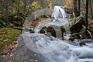 An autumn view of Roaring Run Waterfall located in Eagle Rock in Botetourt County, Virginia - 4.