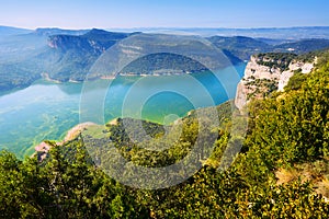 Autumn view of Sau reservoir. Catalonia