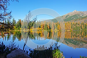 Jesenný pohľad na Štrbské Pleso. Slovensko. Tatry