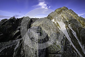 Autumn view of sunny mountains in High Tatras