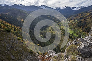 Autumn view of the Tatra Mountains from Nosal