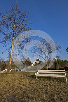 Autumn view of Temple of Vanga near village of Rupite, Blagoevgrad region, Bulgaria