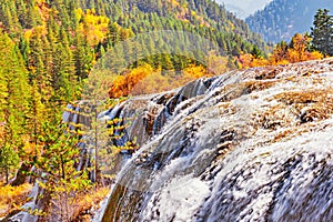 Autumn view of the waterfall.