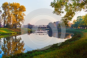 autumn walk around the river moravia in the czech republic
