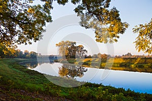 autumn walk around the river moravia in the czech republic