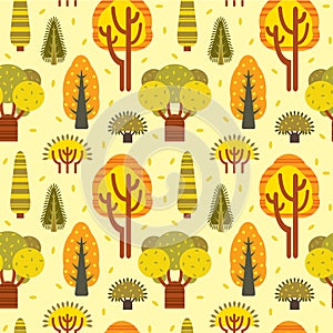 Autumn wallpaper. Seamless pattern with trees.