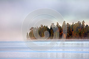 Autumn, water cools and forms fog