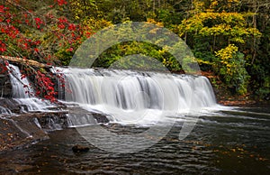 Autumn Waterfall Landscape North Carolina Blue Ridge Mountains