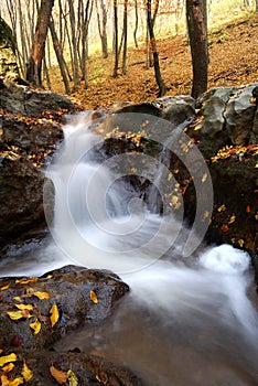 Autumn waterfall in the Bakony Forest, Hungary