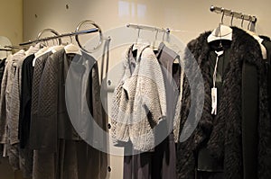 Autumn Winter collection in a women's fashion store