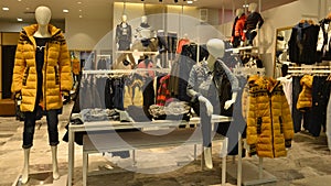 Autumn winter fashion Mannequins in fashion clothing shop