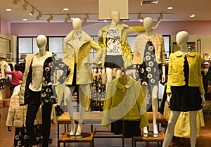 Autumn winter fashion Mannequins in fashion clothing shop