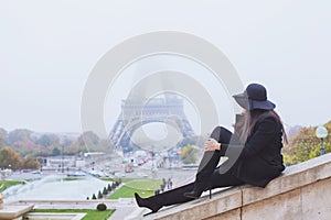 Autumn and winter in Paris, fashion woman