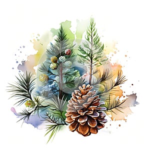 autumn winter vibe pine tree pine nut illustration