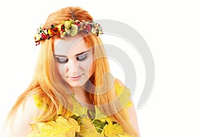 Autumn woman portrait, beauty fashion girl, isolated studio portrait