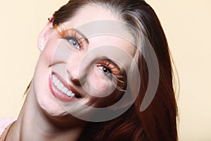 Autumn woman stylish creative make up false eye lashes