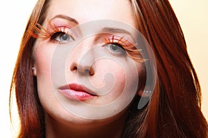 Autumn woman stylish creative make up false eye lashes