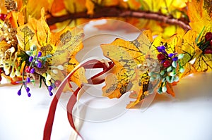 Autumn wreath of autumn leaves. Do it yourself on the instructions