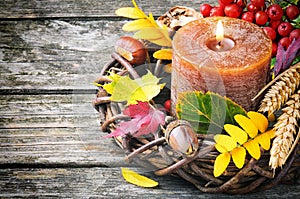 Autumn wreath with candle