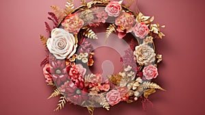 Autumn wreath closeup. Handmade from natural materials. Fall home decor, mood, still life. Harvest or Halloween concept