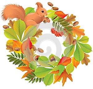 Autumn wreath with squirrel