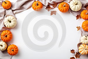 Autumnal Aesthetics: Pumpkins and Leaves Themed Frame photo