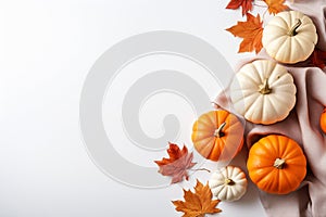Autumnal Aesthetics: Pumpkins and Leaves Themed Frame photo