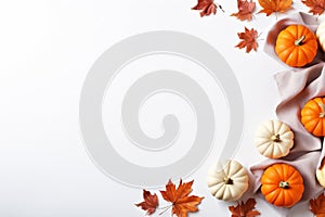 Autumnal Aesthetics: Pumpkins and Leaves Themed Frame photo