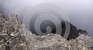 Autumnal alpine landscape of Monte Cristallo.