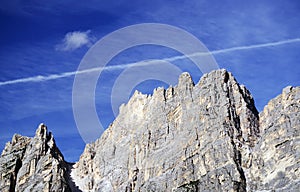 Autumnal alpine landscape of Monte Cristallo.