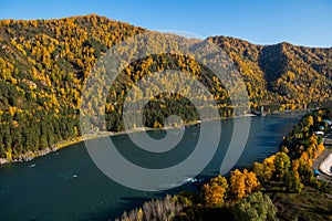 Autumnal Altai from aerial view