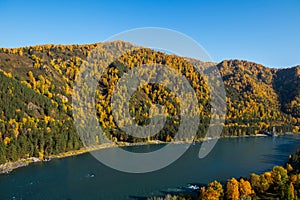 Autumnal Altai from aerial view