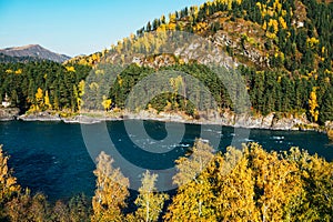 Autumnal Altai from aerial view