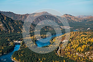 Autumnal Altai from aerial view