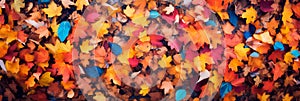 autumnal beauty of dense forests from above, showcasing the vibrant colors of changing leaves and the patterned canopy