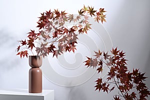 Autumnal bouquet with red leaveas photo